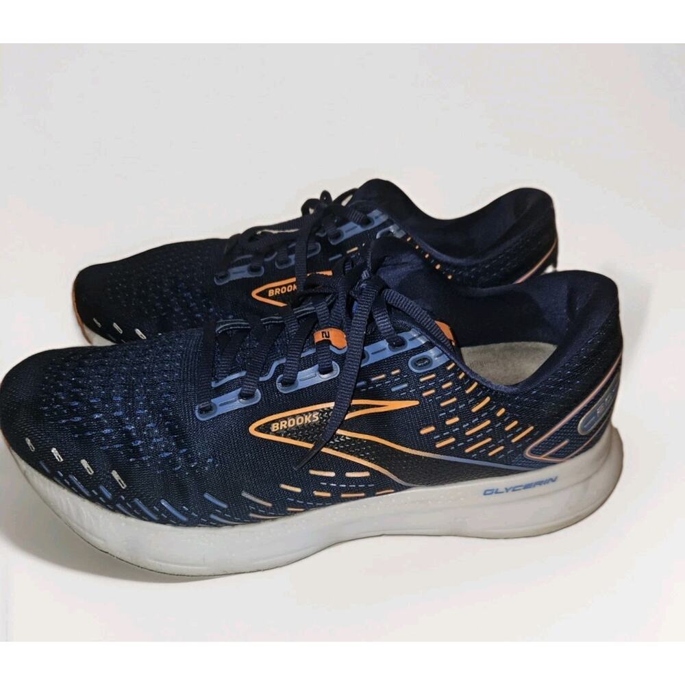 Brooks Glycerin 20 Running Shoes Men’s Size 10 2E Wide Navy Blue Orange Sneakers - Picture 5 of 8